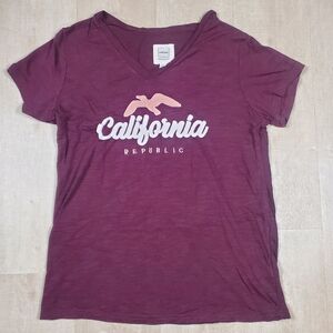 Reflex California Republic v-neck Shirt Maroon Womans 1X